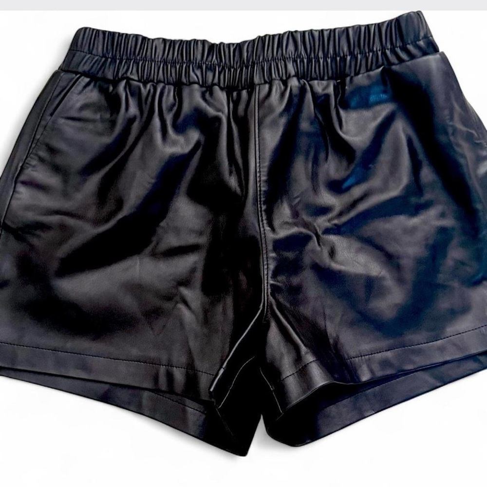 Black Faux Leather Women Shorts M